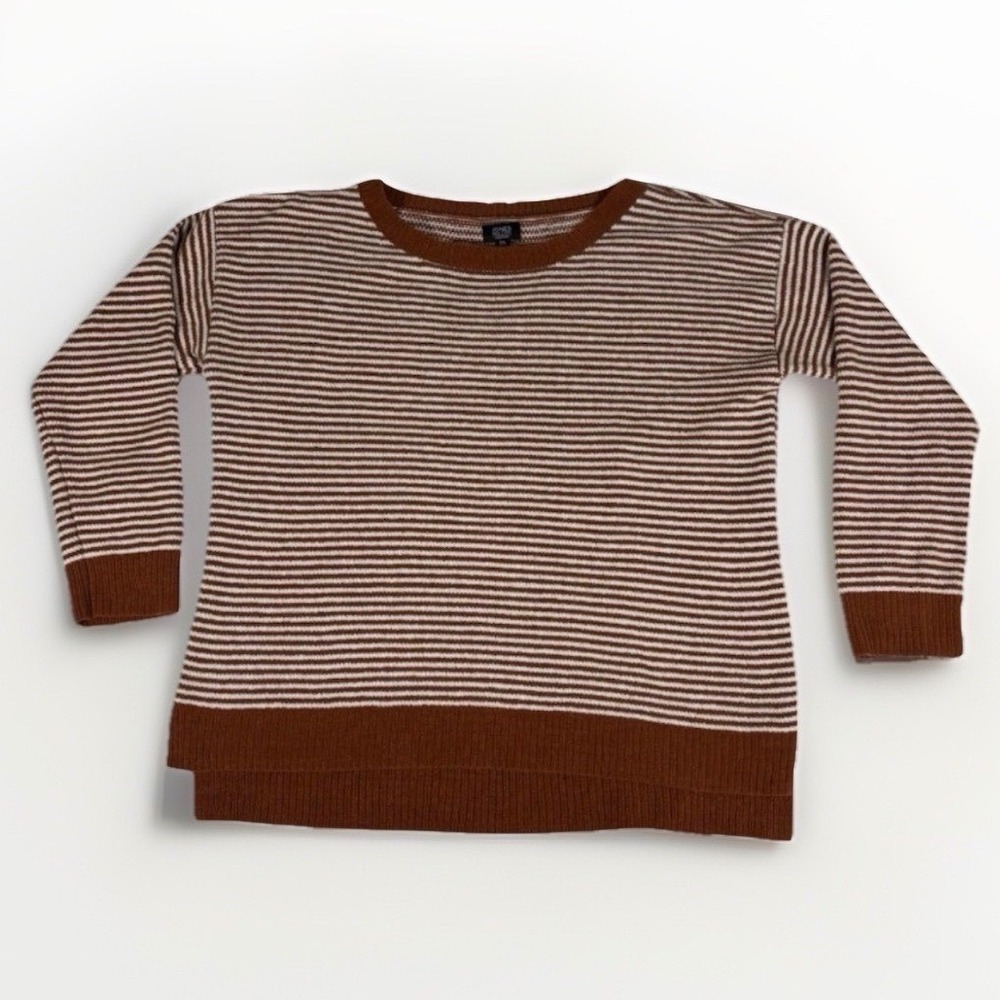 Jones New York Sweater Womens XL Rust Orange Striped Chenille Crew Neck Soft